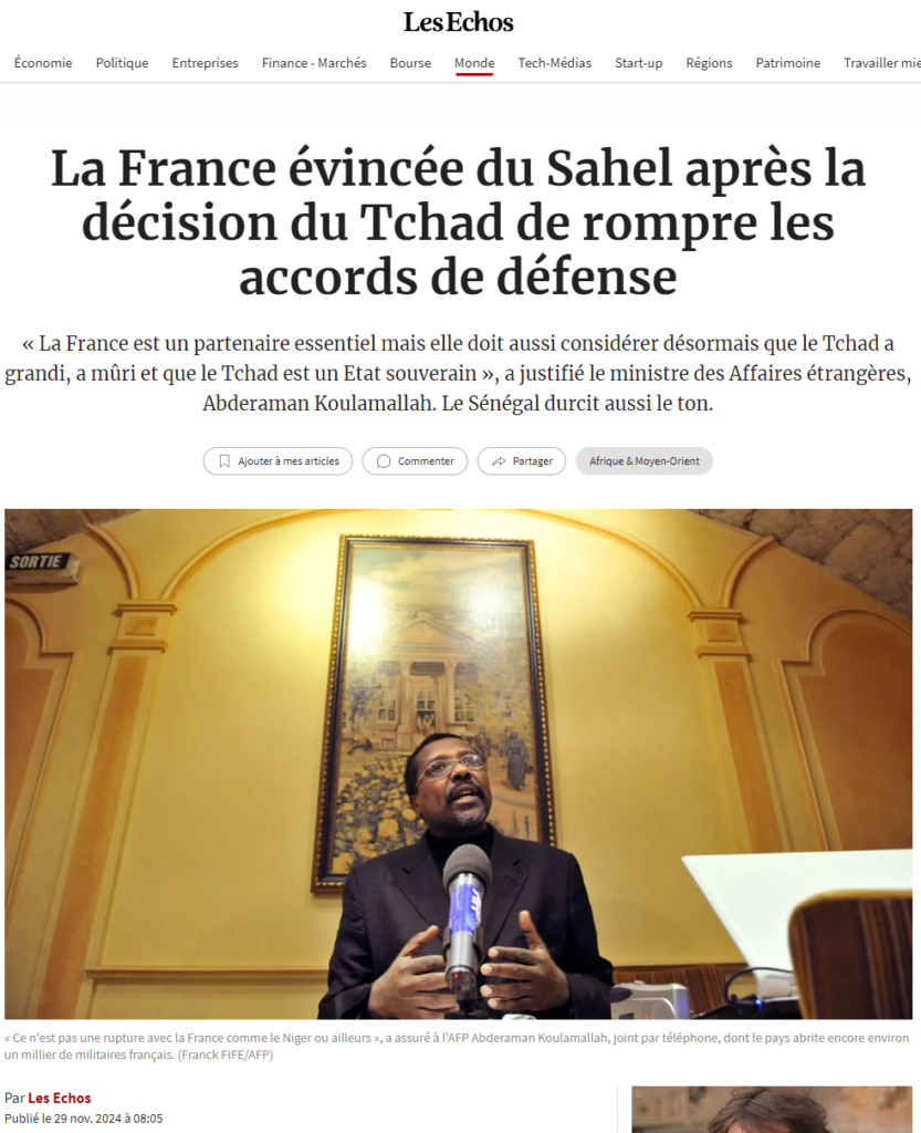 Le président sénégalais veut fermer les bases militaires françaises, suivi par le Tchad...